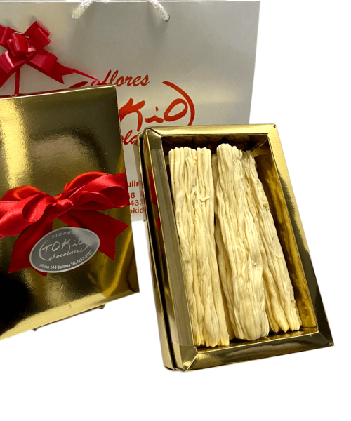 Alternative view of 200 g - Caja Dorada con Chocolate en Rama blanco.
