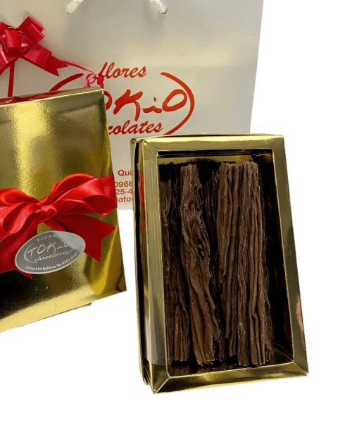 Alternative view of 200 g - Caja Dorada con Chocolate en Rama Semi amargo.