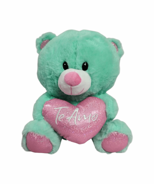 Oso verde agua y rosa  (Mediano)