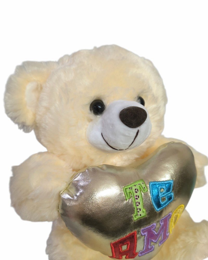 Oso crema con corazón dorado Te Amo. - Imagen 2